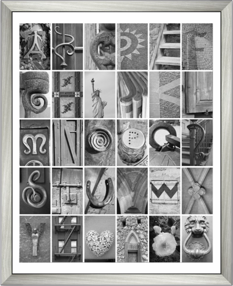 Produktfoto: ABC Poster von alphabetario, 40 x 50 cm im silbernen Holzrahmen