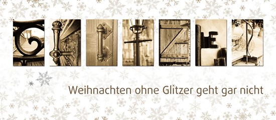 Weihnachtskarte Glitzer Produktfoto: Postkarte zu Weihnachten GLITZER, Sepia, 8 Stück