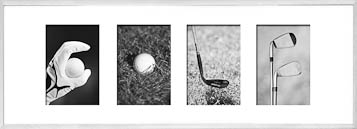 Produktfoto: GOLF, 4 Alphabet Fotos im Alu Bilderrahmen mit Passepartout